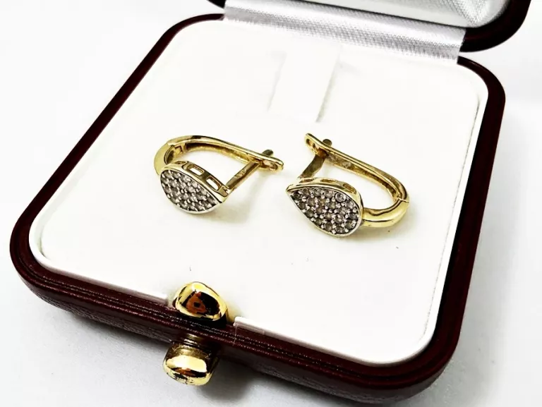 ZŁOTE KOLCZYKI P585 Z CYRKONIAMI, ZAPIĘCIE ANGIELSKIE, WAGA: 2,04