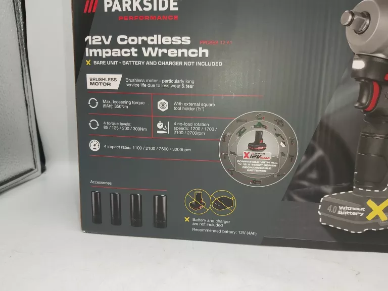 KLUCZ UDAROWY PARKSIDE 12V CORDLESS PPDSSA 12 A1 KOMPLET