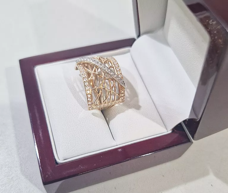 OLŚNIEWAJĄCY ZŁOTY PIERŚCIONEK Z OCZKAMI 4,83G R.19