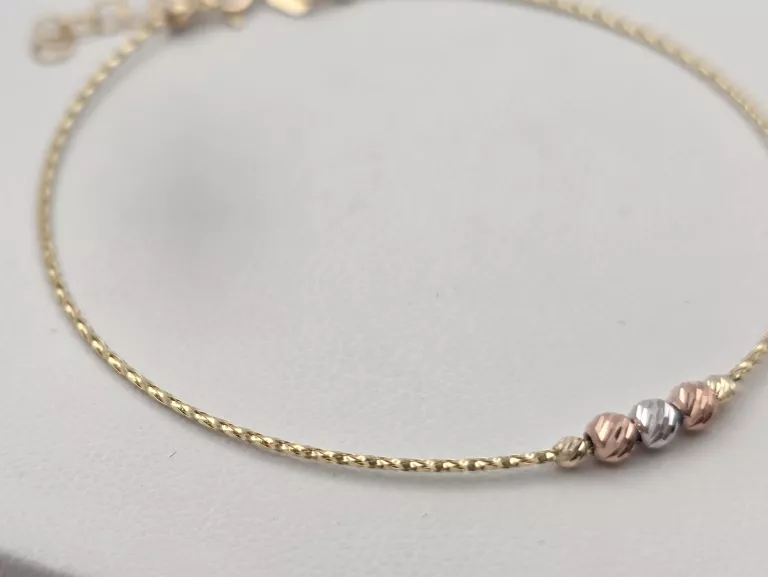 ZŁOTA BRANSOLETKA DIAMENTOWE KULKI - 585 14K 17-19CM 0,85G