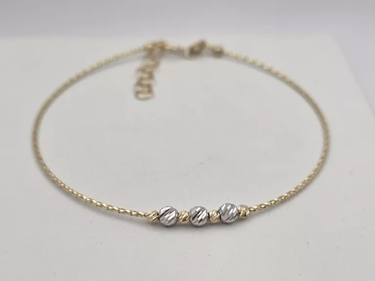 ZŁOTA BRANSOLETKA DIAMENTOWE KULKI - 585 14K 17-18,5CM 0,90G