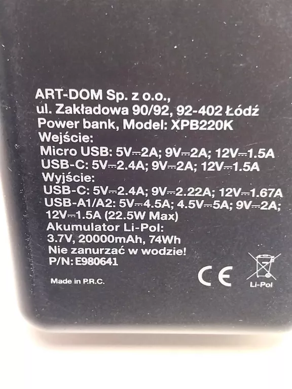 POWERBANK XLINE XPB220K 20000MAH + USB