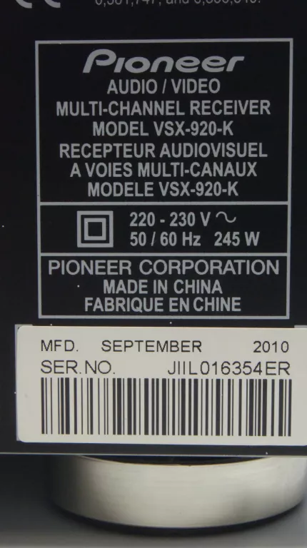 AMPLITUNER PIONEER VSX-920-K + PILOT