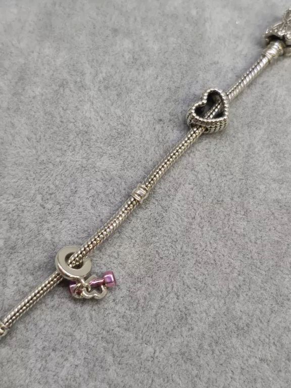 SREBRNA BRANSOLETKA Z CHARMSAMI 925