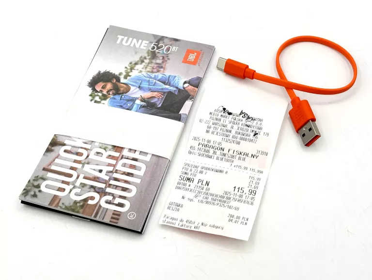 SŁUCHAWKI JBL TUNE 520BT NIEBIESKIE NAUSZNE KOMPLET + GW