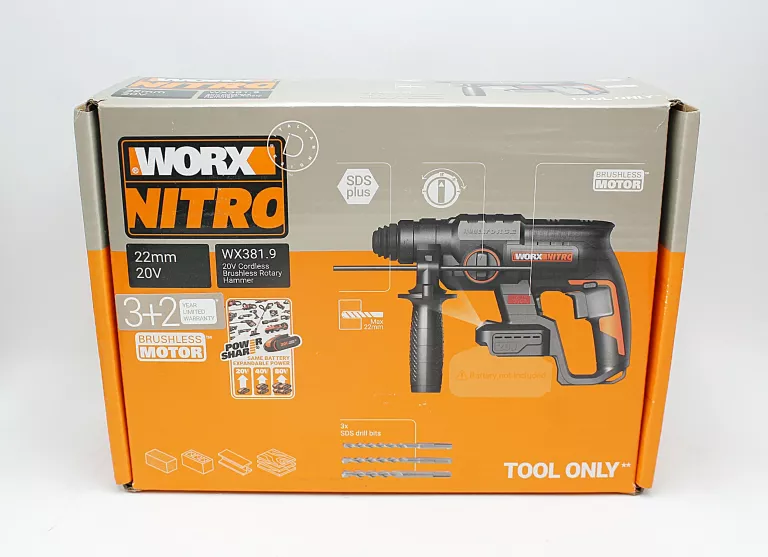 MŁOTOWIERTARKA BEZSZCZOTKOWA WORX WX381.9 20V NITRO