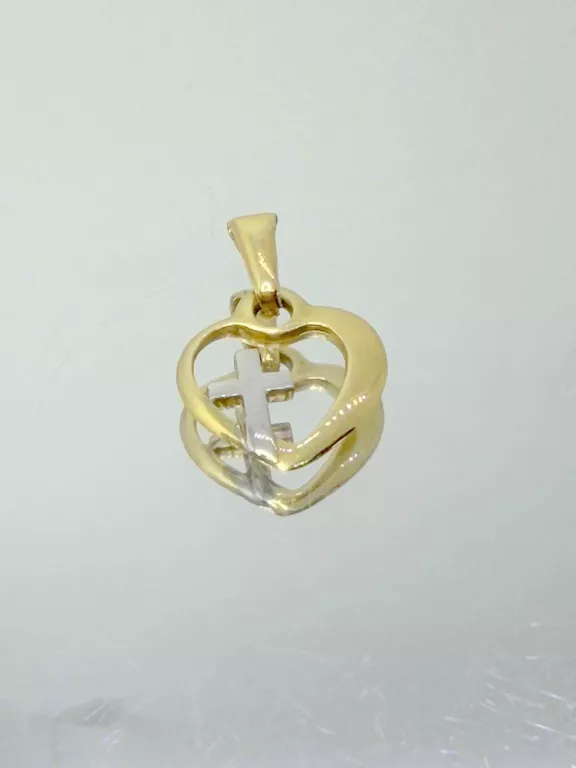 ZŁOTA ZAWIESZKA SERCE / KRZYŻYK 585
