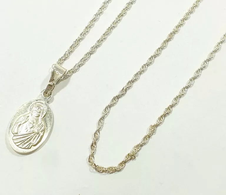 SREBRNY ŁAŃCUSZEK Z MEDALIKIEM PR925 3,09G 45CM