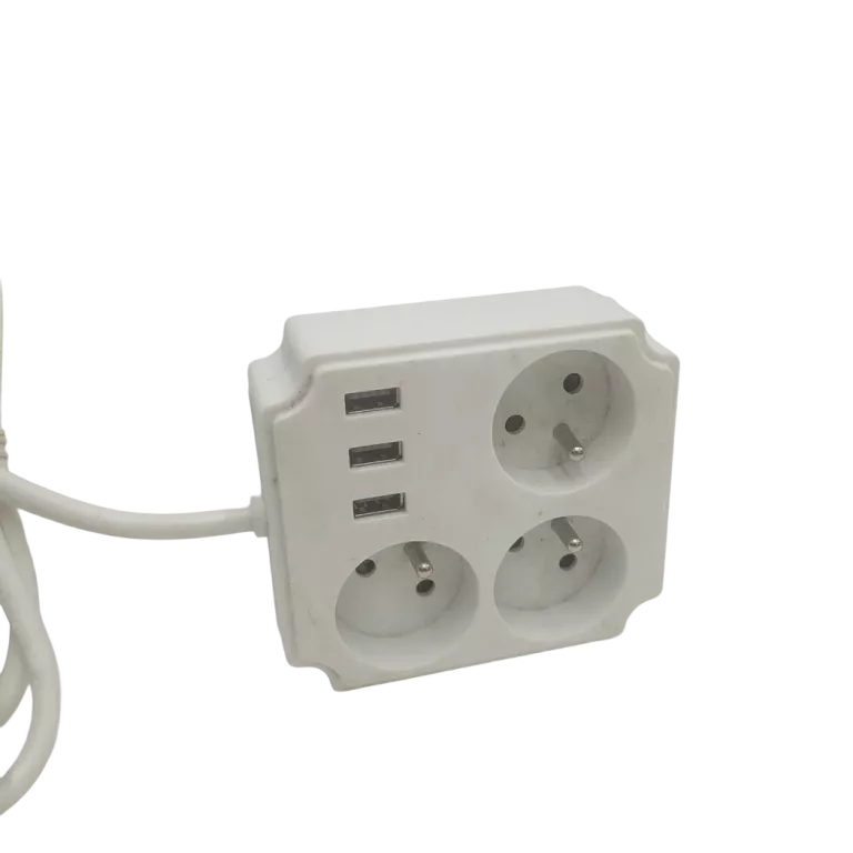 LISTWA ZASILAJĄCA PRZEDŁUŻACZ 2M 3X GNIAZDA + 3X USB BIAŁA UZIEMIENIE