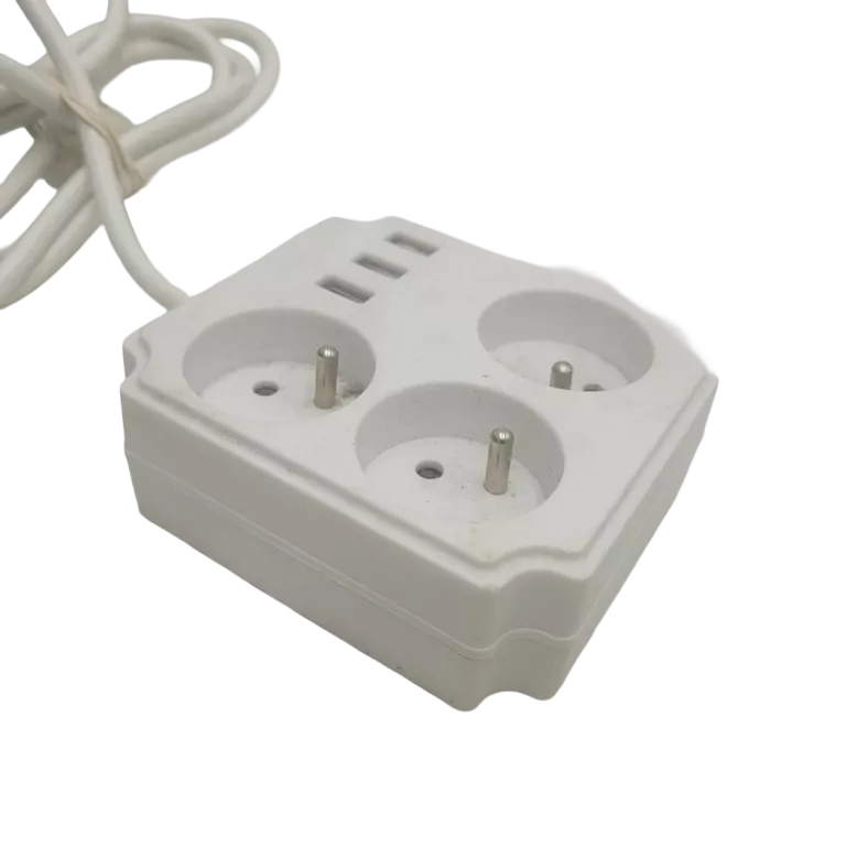 LISTWA ZASILAJĄCA PRZEDŁUŻACZ 2M 3X GNIAZDA + 3X USB BIAŁA UZIEMIENIE