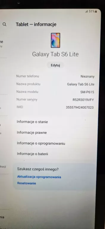 TABLET SAMSUNG GALAXY TAB S6 LITE SM-P615