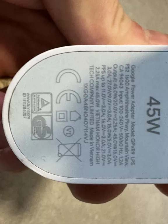 ŁADOWARKA SIECIOWA USB-C TYPE C TYP C GOOGLE 45W