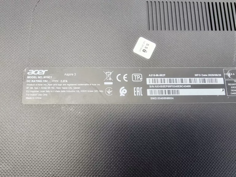 LAPTOP ACER ASPIRE 3 A315-56-55MF INTEL CORE I5 8 GB / 512 GB