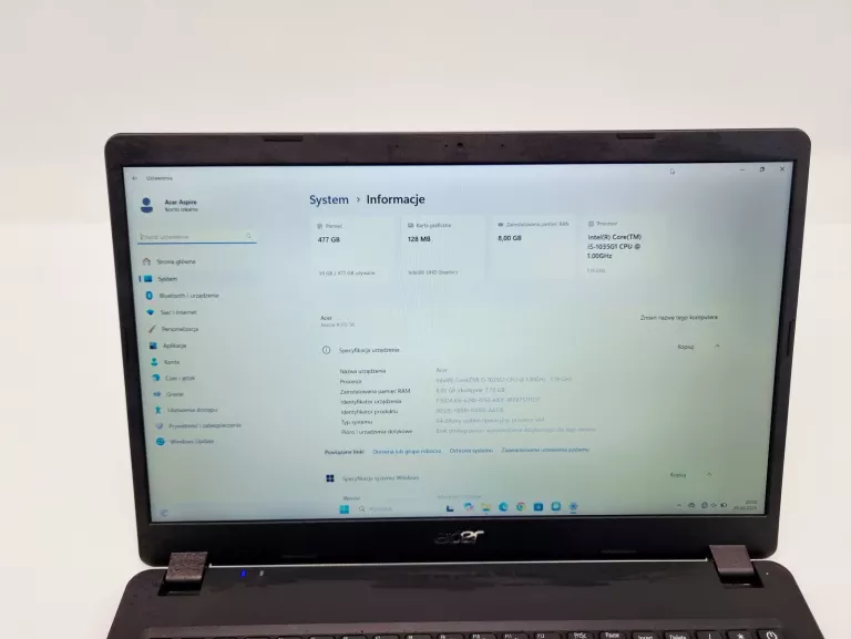 LAPTOP ACER ASPIRE 3 A315-56-55MF INTEL CORE I5 8 GB / 512 GB