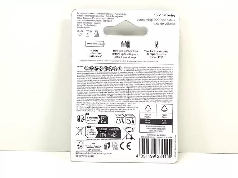 GP AKUMULATORKI AA R6 2100 MAH 4 SZT 1,2V