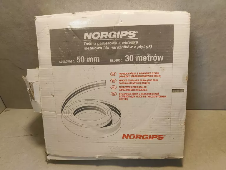 TAŚMA PAPIEROWA Z WKŁADKĄ METALOWĄ NORGIPS 5CMX30MB 20/20B/01-0004