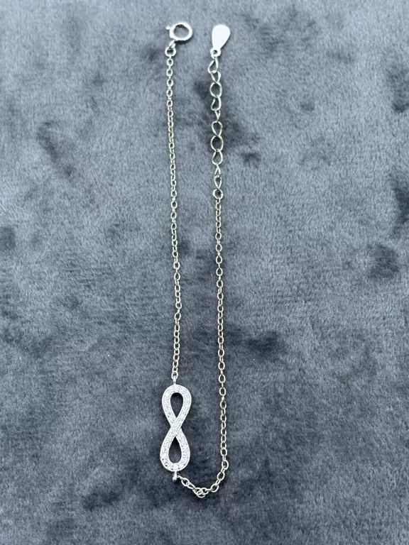 ŚLICZNA SREBRNA BRANSOLETKA ZZNAKIEM NIESKONCZONOŚCI Z CYRKONII