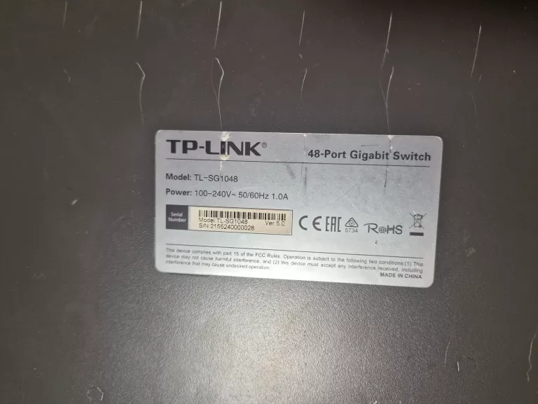 SWITCH TP-LINK TL-SG1048 GIGABIT ETHERNET 48 PORTÓW