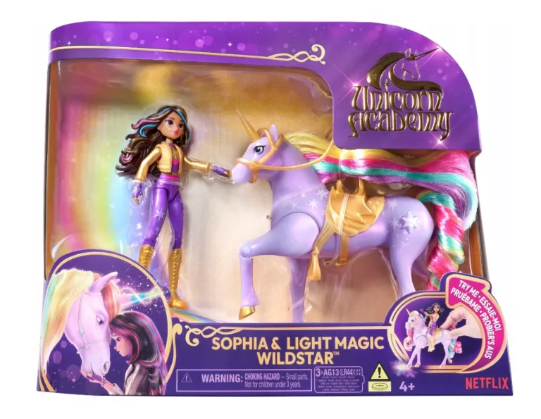 AKADEMIA JEDNOROŻCÓW ZESTAW LALKA SOPHIA + ŚWIECĄCY JEDNOROŻEC WILDSTAR ŚW