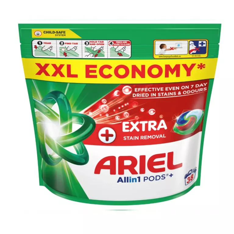 ARIEL EXTRA CLEAN ALLIN1 +, KAPSUŁKI DO PRANIA, 38 PRANIA