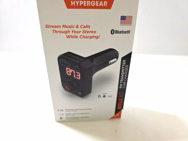 HYPERGEAR TRANSMITER FM BLUETOOTH +ŁADOWARKA SAMOCHOD 2XUSB 2400 MAH 12/24