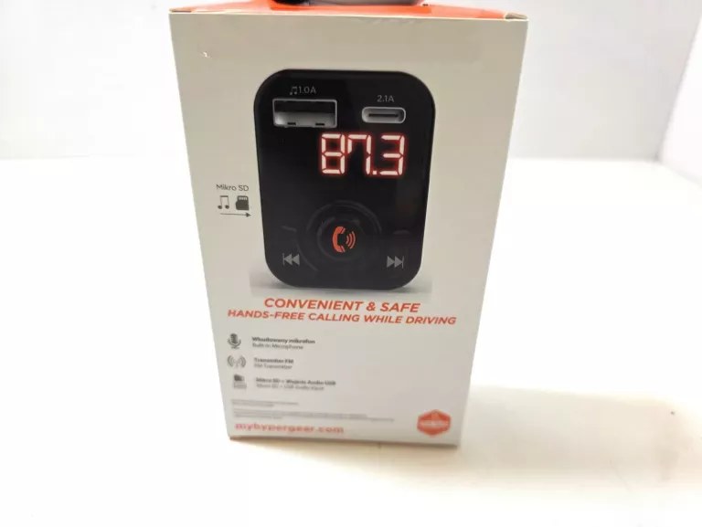 HYPERGEAR TRANSMITER FM BLUETOOTH +ŁADOWARKA SAMOCHOD 2XUSB 2400 MAH 12/24