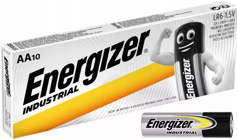 10X MOCNA BATERIA ALKALICZNA DUŻE PALUSZKI ENERGIZER INDUSTRIAL AA R6 LR6