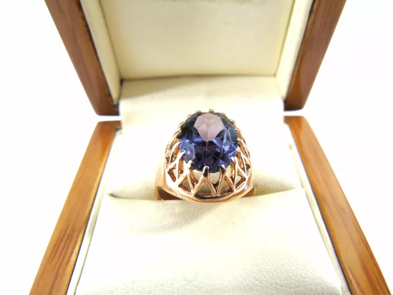 FIOLETOWY ZŁOTY PIERŚCIONEK PR.583 ROZMIAR 17
