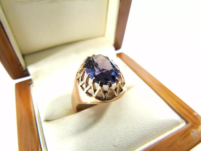 FIOLETOWY ZŁOTY PIERŚCIONEK PR.583 ROZMIAR 17