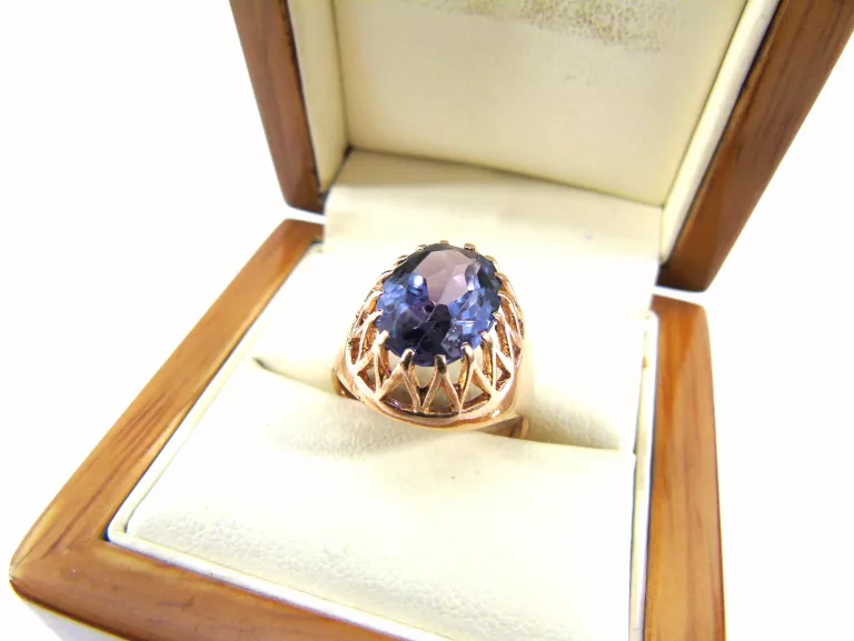 FIOLETOWY ZŁOTY PIERŚCIONEK PR.583 ROZMIAR 17