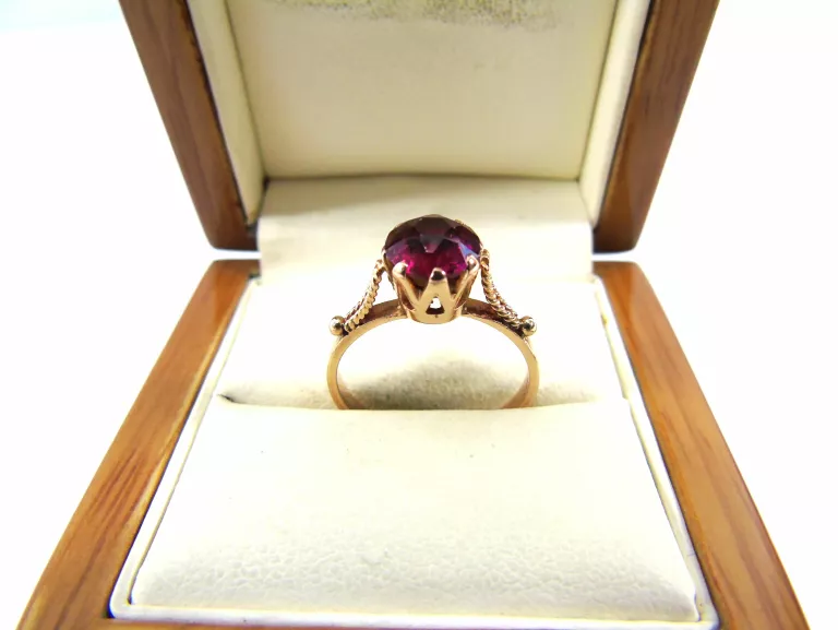 CZERWONY ZŁOTY PIERŚCIONEK PR.585 ROZMIAR 18