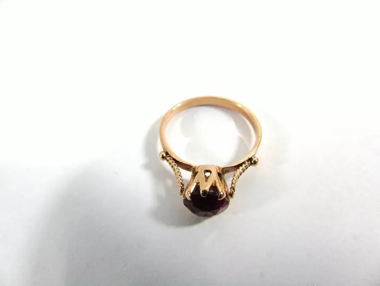 CZERWONY ZŁOTY PIERŚCIONEK PR.585 ROZMIAR 18