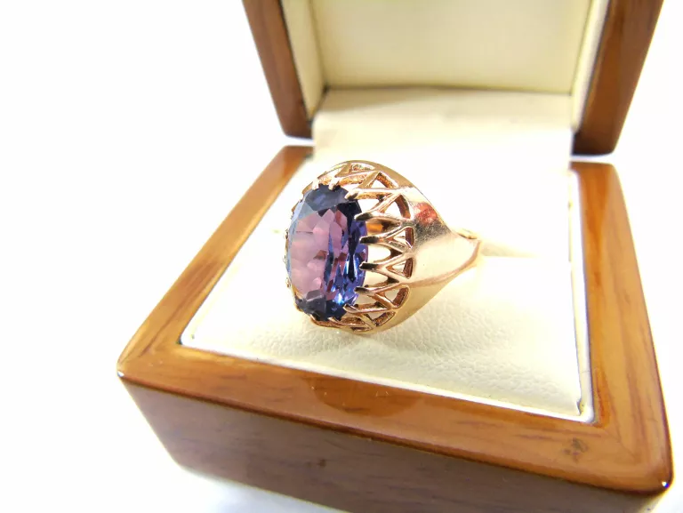 FIOLETOWY ZŁOTY PIERŚCIONEK PR.583 ROZMIAR 17