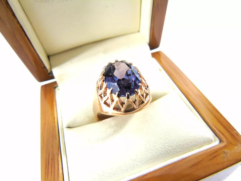 FIOLETOWY ZŁOTY PIERŚCIONEK PR.583 ROZMIAR 17