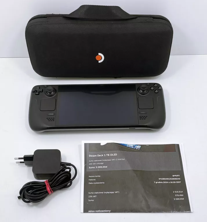 KONSOLA VALVE STEAM DECK OLED 1 TB CZARNA + ETUI + ZASILACZ + FV