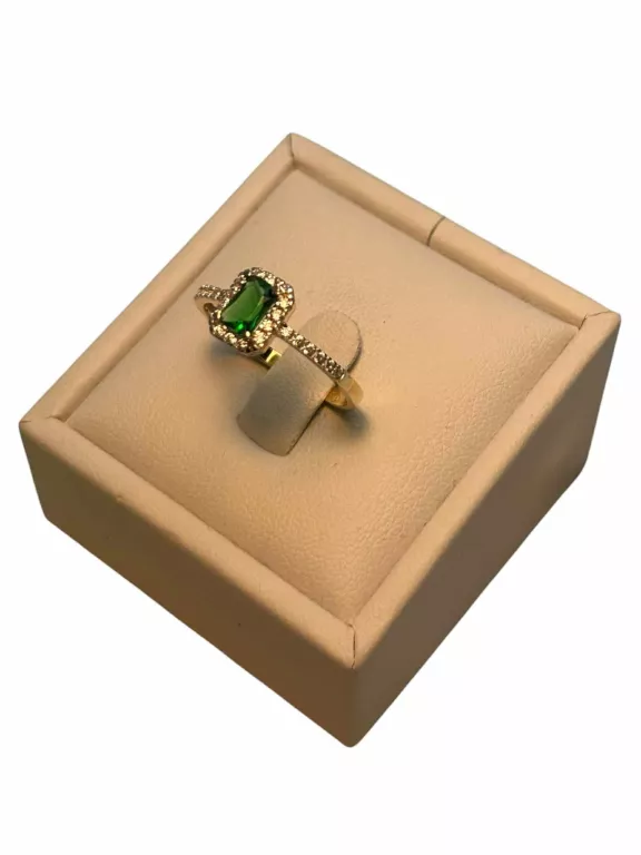 ZŁOTY PIERŚCIONEK Z ZIELONYM OCZKIEM P. 375 R.19