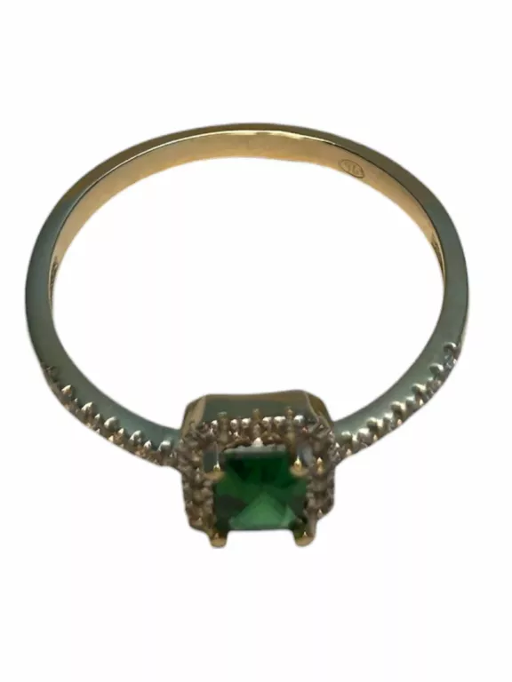 ZŁOTY PIERŚCIONEK Z ZIELONYM OCZKIEM P. 375 R.19