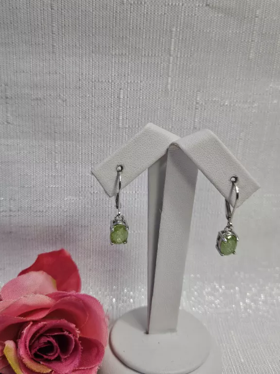 SREBRNE KOLCZYKI ZIELONE OCZKA 2,78 G 925