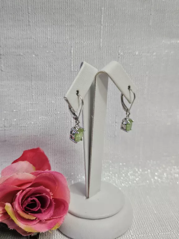 SREBRNE KOLCZYKI ZIELONE OCZKA 2,78 G 925