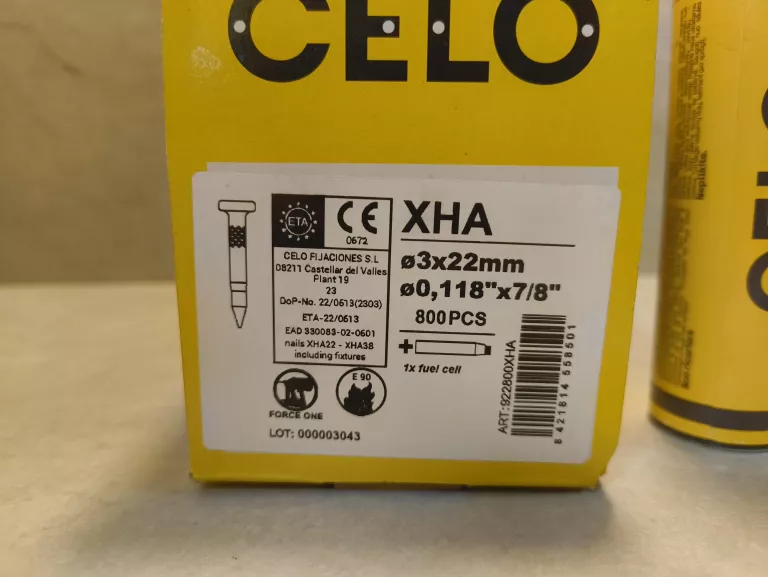 GWOŹDZIE CELO XHA 3X22MM 800SZT +GAZ