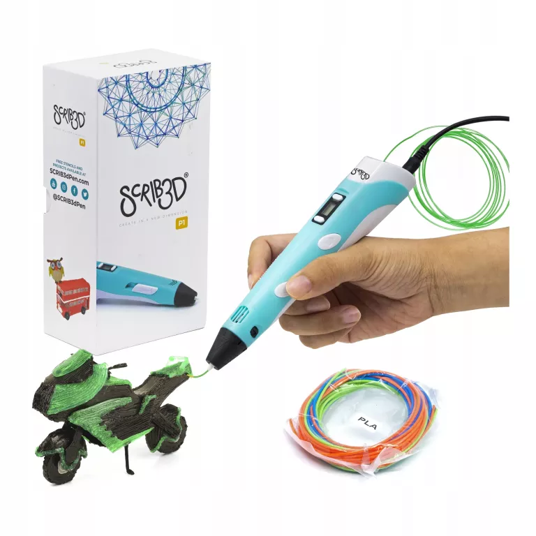 DŁUGOPIS 3D SCRIB3D P1 + 3 KOLORY FILAMENTU PLA