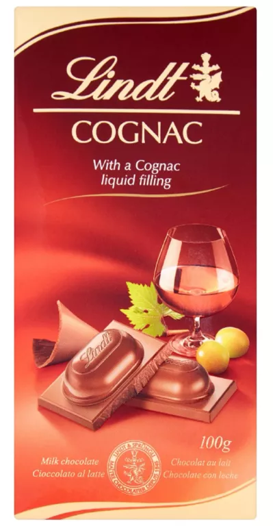LINDT COGNAC CZEKOLADA MLECZNA NADZIENIEM KONIAKOWYM 100G