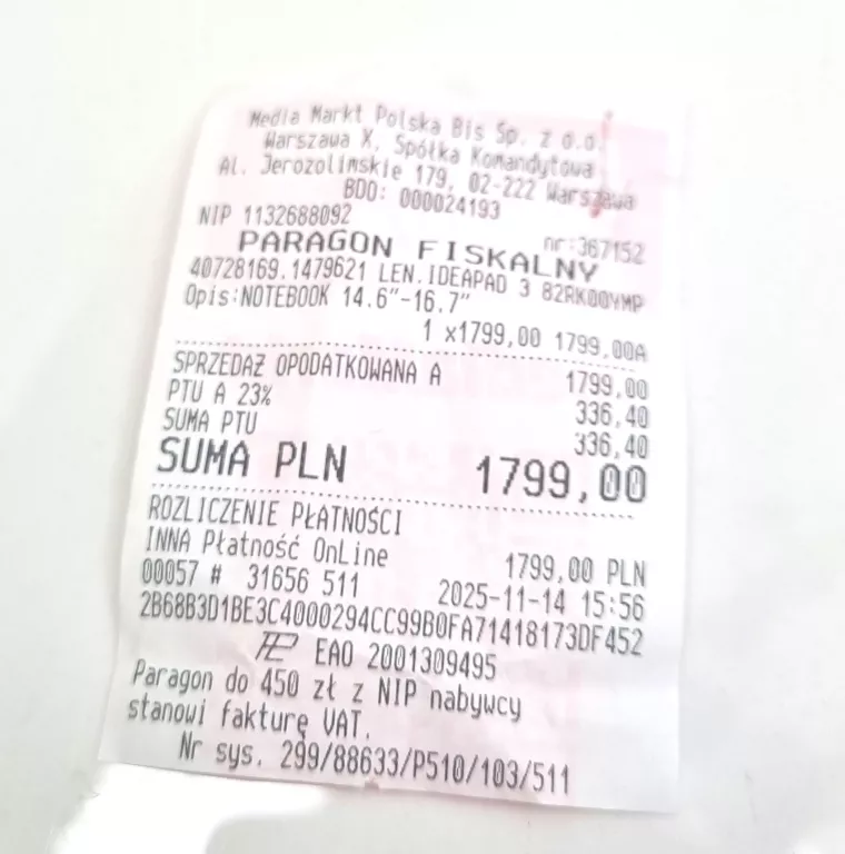 LAPTOP LENOVO IDEAPAD 3 15IAU7 15,6 " INTEL CORE I3 8 GB / 512 GB