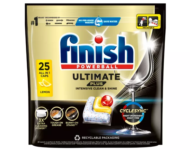 FINISH KAPSUŁKI DO ZMYWAREK POWERBALL ULTIMATE PLUS ALLIN1 LEMON 25 SZTUK