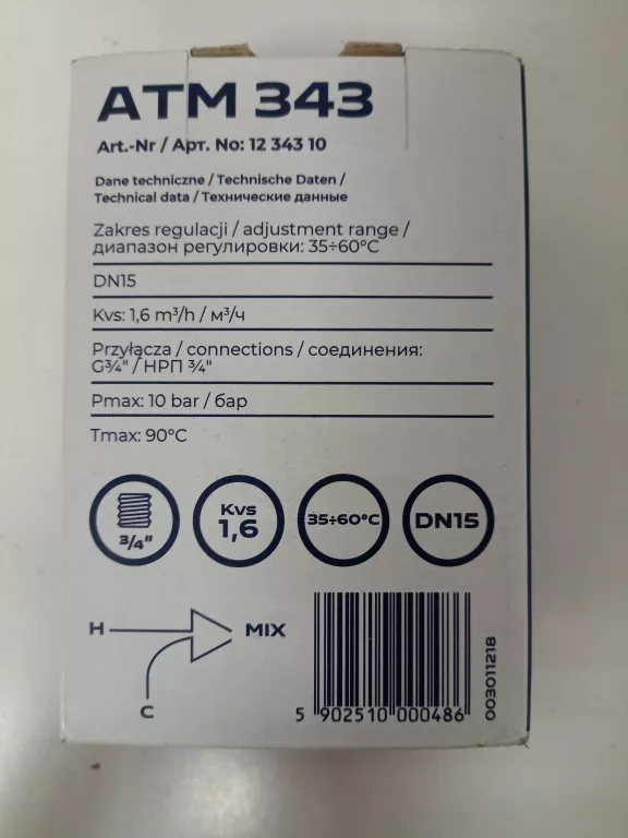 ATM 343 TERMOSTATYCZNY ZAWÓR MIESZAJĄCY
