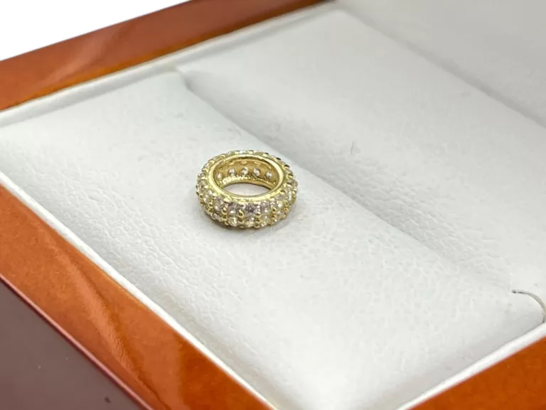 ZŁOTY KORALIK DO BRANSOLETEK MODUŁOWYCH Z CYRKONIAMI WG: 0,43GR, P: 585