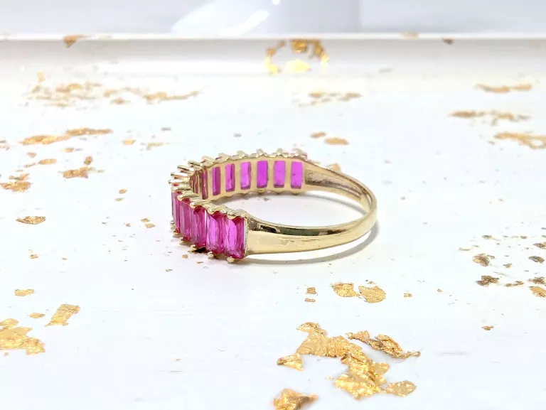 SREBRNY PIERŚCIONEK RÓŻOWE KAMIENIE POZŁACANY 1,76G PR925 R19