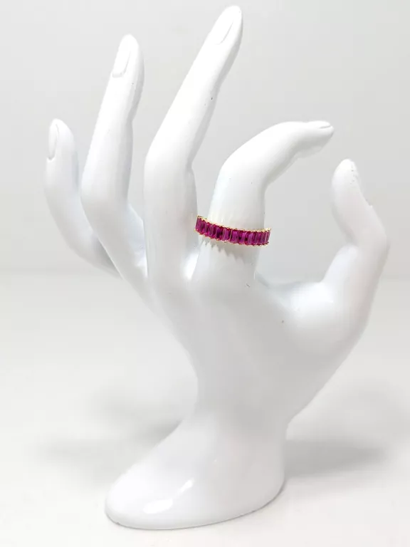 SREBRNY PIERŚCIONEK RÓŻOWE KAMIENIE POZŁACANY 1,76G PR925 R19