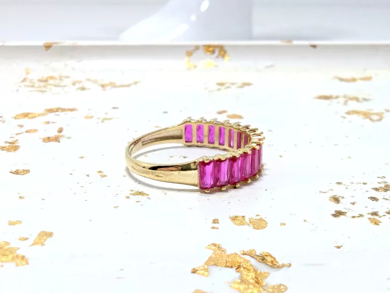 SREBRNY PIERŚCIONEK RÓŻOWE KAMIENIE POZŁACANY 1,76G PR925 R19