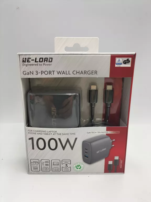 ŁADOWARKA SZYBKA 100W ŚCIENNA RE-LOAD GAN TECH 3 PORT USB-A + 2 X USB-C
